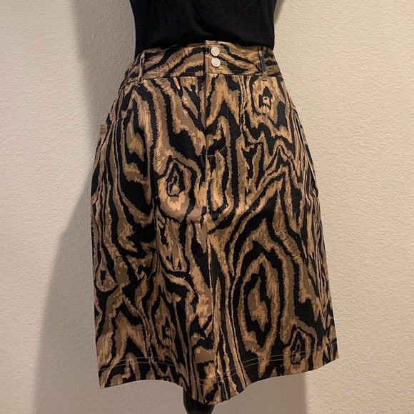 Ralph Lauren Chaps Animal Print Black and Brown Patterned Pencil Skirt - Picture 1 of 9